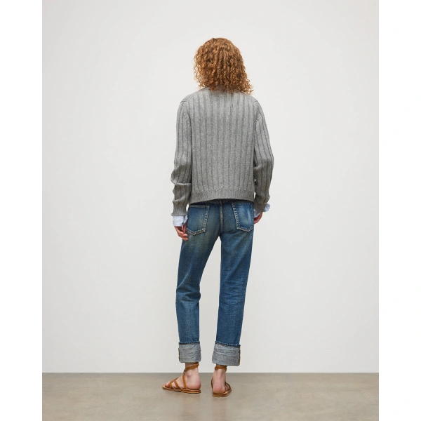 Johnstons of Elgin Lecht Grey Cashmere Crew Cardigan