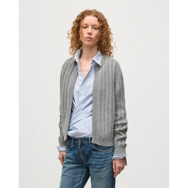 Johnstons of Elgin Lecht Grey Cashmere Crew Cardigan