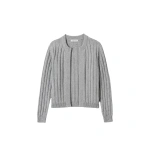 Johnstons of Elgin Lecht Grey Cashmere Crew Cardigan | Cardigan | Coveti