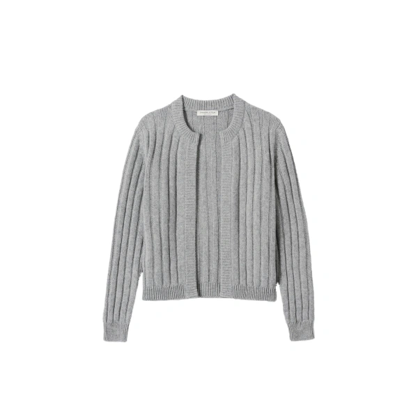Lecht Grey Cashmere Crew Cardigan
