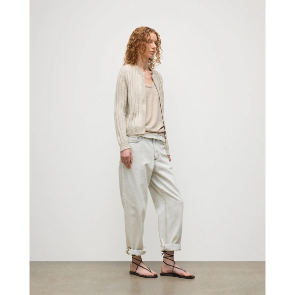 Johnstons of Elgin Lecht Natural Cashmere Crew Cardigan