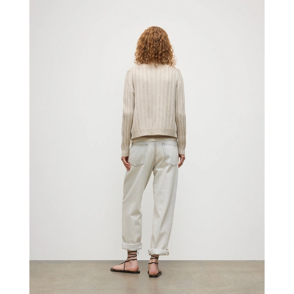 Johnstons of Elgin Lecht Natural Cashmere Crew Cardigan