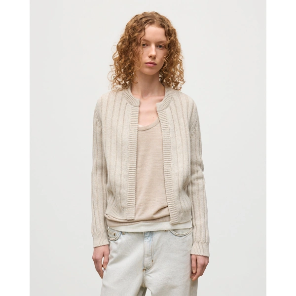 Johnstons of Elgin Lecht Natural Cashmere Crew Cardigan