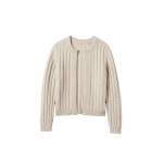 Johnstons of Elgin Lecht Natural Cashmere Crew Cardigan | Cardigan | Coveti