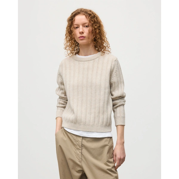 Johnstons of Elgin Lecht Natural Cashmere Crew Jumper