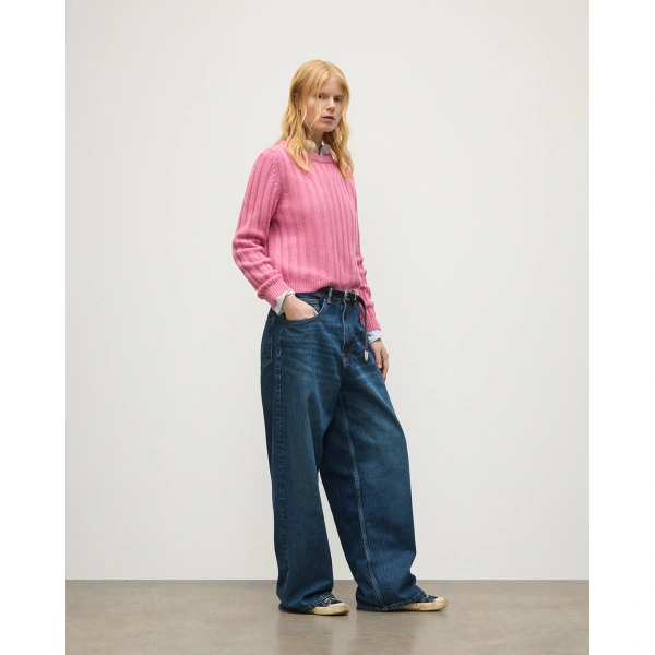 Johnstons of Elgin Lecht Pink Cashmere Crew Jumper