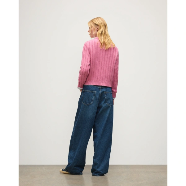 Johnstons of Elgin Lecht Pink Cashmere Crew Jumper