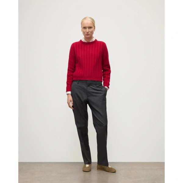 Johnstons of Elgin Lecht Red Cashmere Crew Jumper