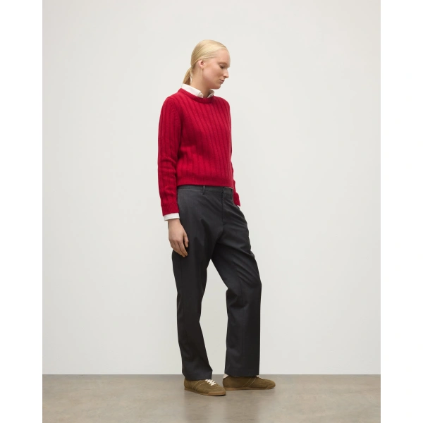 Johnstons of Elgin Lecht Red Cashmere Crew Jumper