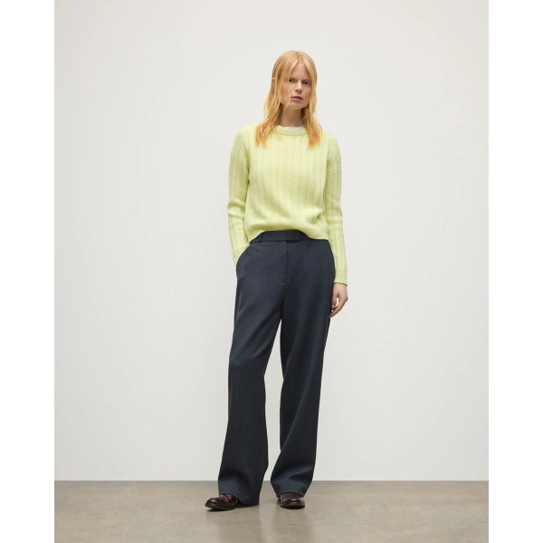 Johnstons of Elgin Lecht Yellow Cashmere Crew Jumper