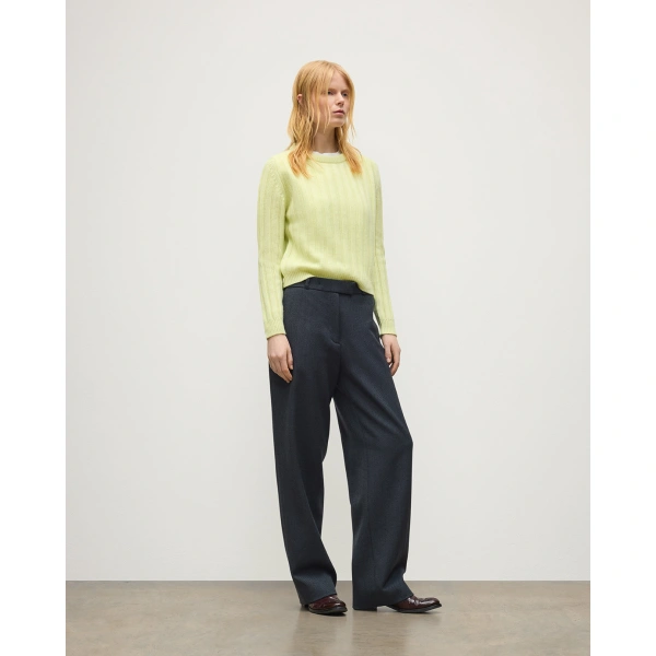 Johnstons of Elgin Lecht Yellow Cashmere Crew Jumper