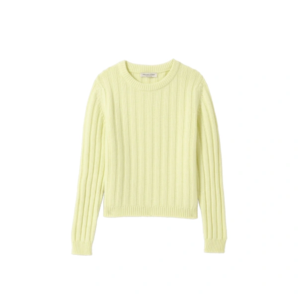 Johnstons of Elgin Lecht Yellow Cashmere Crew Jumper | Sweaters | Coveti