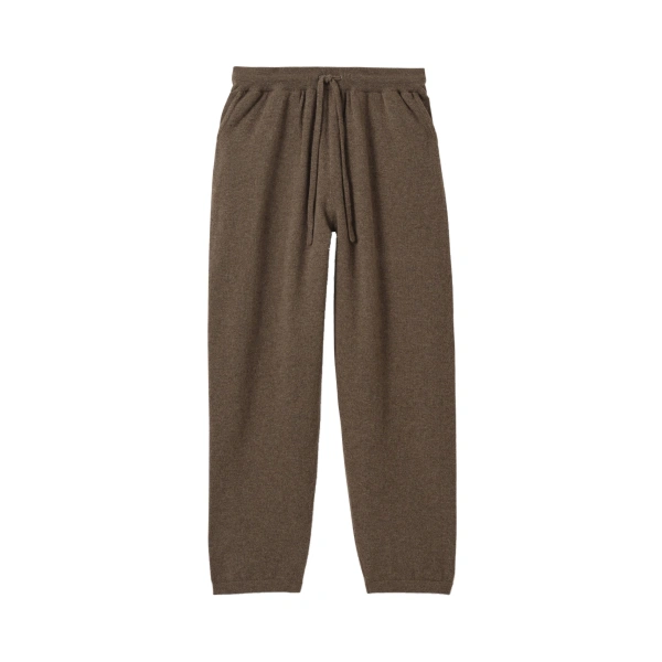 Johnstons of Elgin Lewis Brown Tapered Cashmere Joggers | Pants | Coveti