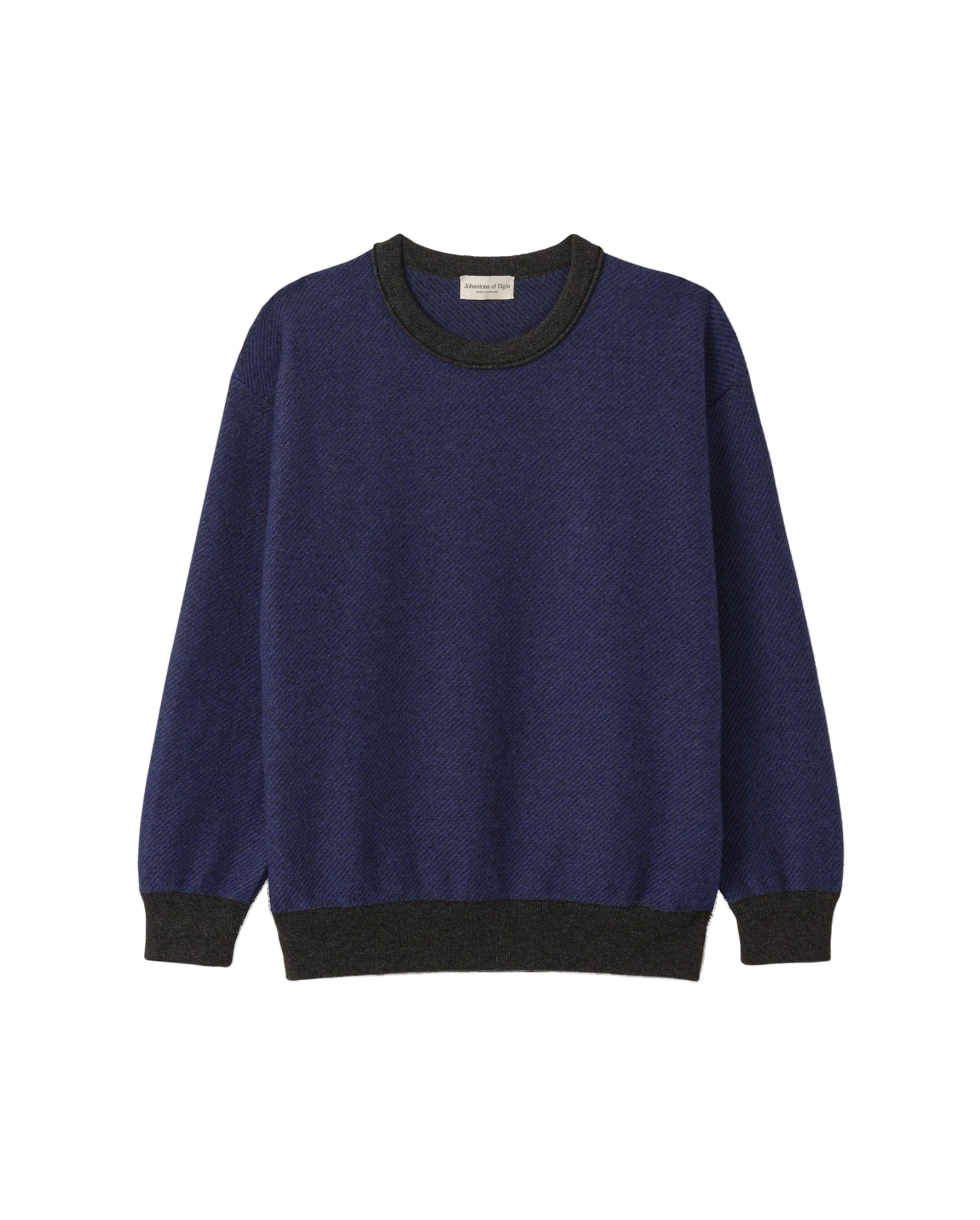 Johnstons of Elgin Liddell Blue Cashmere Sweatshirt Johnstons of Elgin Liddell Blue Cashmere Sweatshirt | Men Knitwear | Coveti