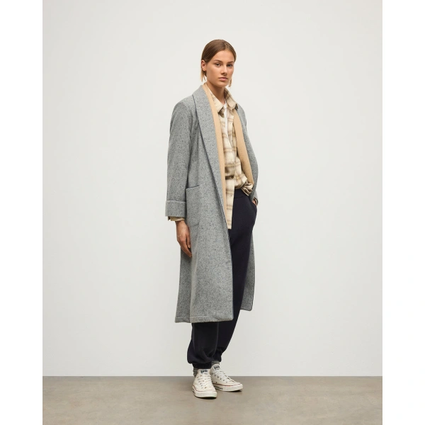 Johnstons of Elgin Light Grey Donegal Cashmere Dressing Gown