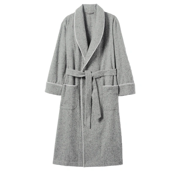 Johnstons of Elgin Light Grey Donegal Cashmere Dressing Gown | Robes | Coveti