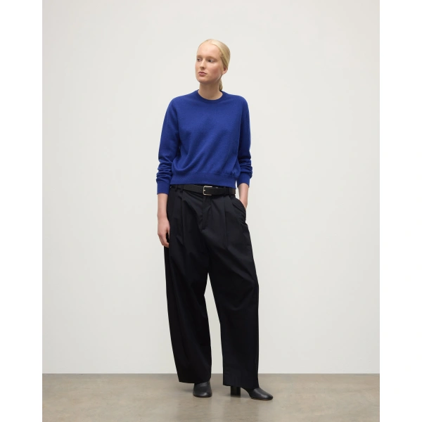 Johnstons of Elgin Lunan Blue Classic Cashmere Crew Jumper