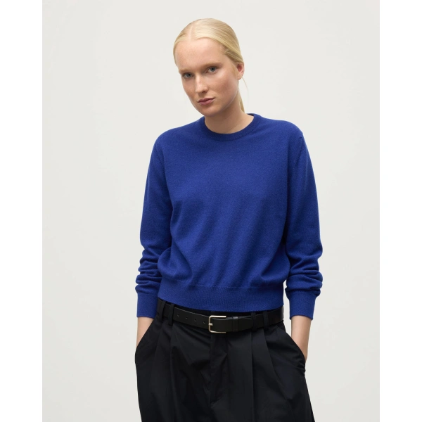 Johnstons of Elgin Lunan Blue Classic Cashmere Crew Jumper