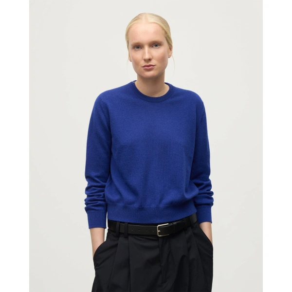 Johnstons of Elgin Lunan Blue Classic Cashmere Crew Jumper