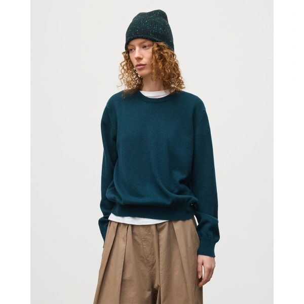 Johnstons of Elgin Lunan Bottle Green Classic Crew Jumper