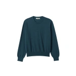 Johnstons of Elgin Lunan Bottle Green Classic Crew Jumper | Sweaters | Coveti