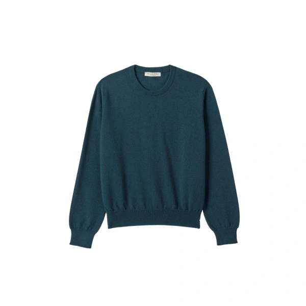 Johnstons of Elgin Lunan Bottle Green Classic Crew Jumper | Sweaters | Coveti