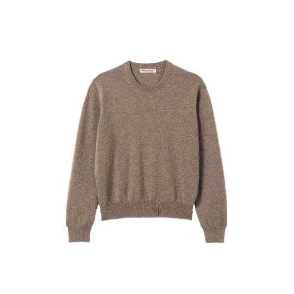 Lunan Classic Brown Cashmere Crew Jumper