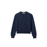 Johnstons of Elgin Lunan Classic Crew Neck Navy Cashmere Jumper | Sweaters | Coveti
