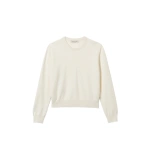 Johnstons of Elgin Lunan Classic Crew Neck White Cashmere Jumper | Sweaters | Coveti