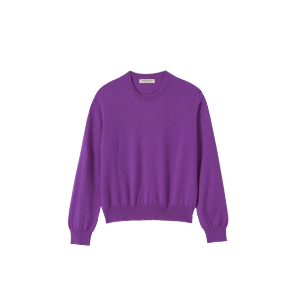 Johnstons of Elgin Lunan Classic Purple Cashmere Crew Jumper | Sweaters | Coveti