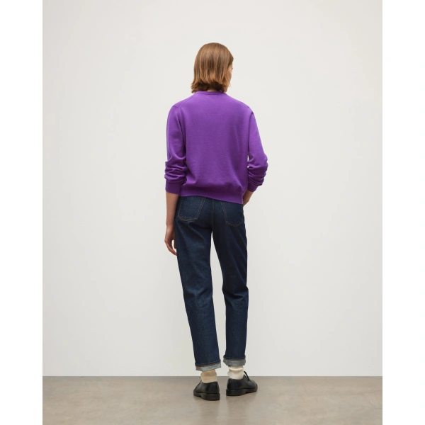 Johnstons of Elgin Lunan Classic Purple Cashmere V Neck Jumper