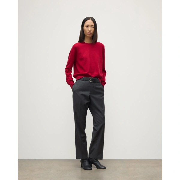 Johnstons of Elgin Lunan Classic Red Cashmere Crew Jumper