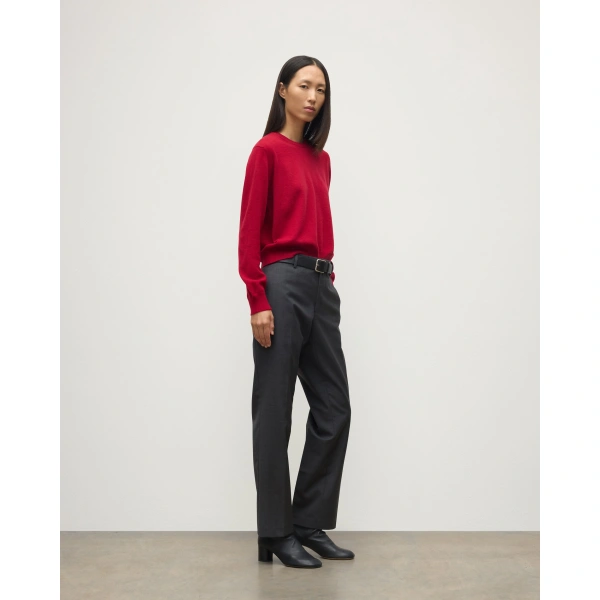 Johnstons of Elgin Lunan Classic Red Cashmere Crew Jumper