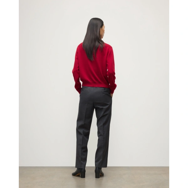 Johnstons of Elgin Lunan Classic Red Cashmere Crew Jumper