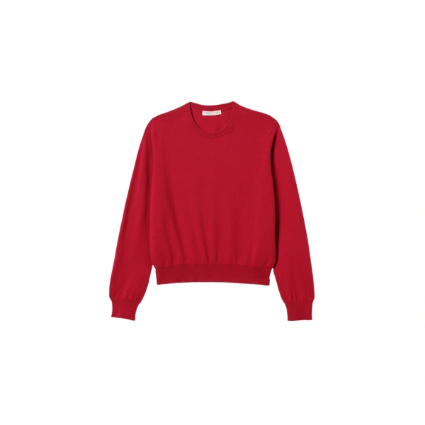Johnstons of Elgin Lunan Classic Red Cashmere Crew Jumper | Sweaters | Coveti
