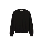 Johnstons of Elgin Lunan Classic V Neck Black Cashmere Jumper | Sweaters | Coveti