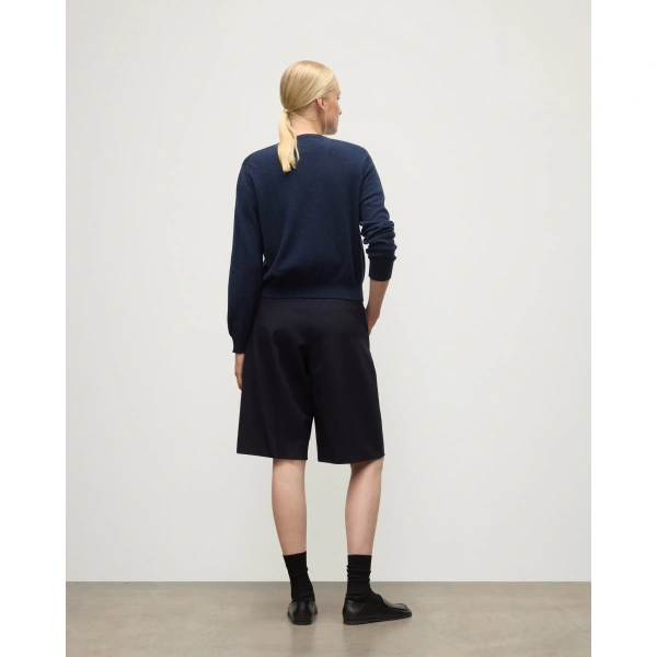 Johnstons of Elgin Lunan Classic V Neck Navy Cashmere Jumper