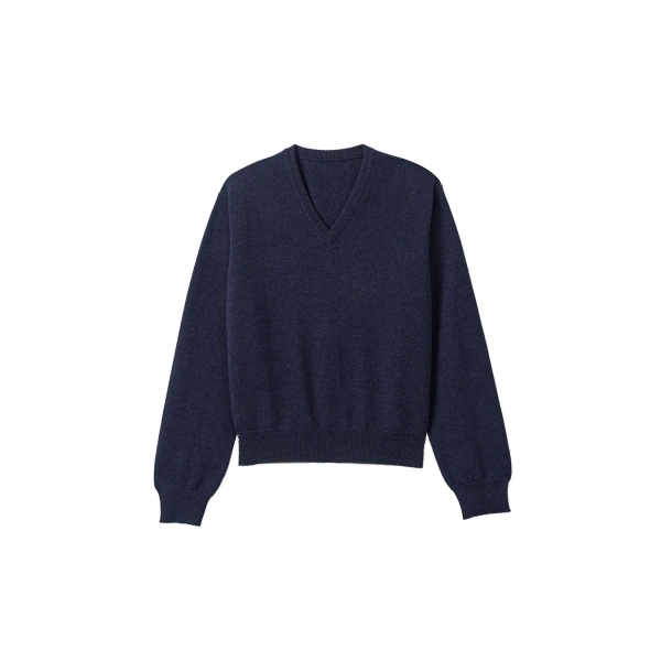 Johnstons of Elgin Lunan Classic V Neck Navy Cashmere Jumper | Sweaters | Coveti