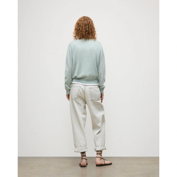Johnstons of Elgin Lunan Light Green Classic Crew Jumper