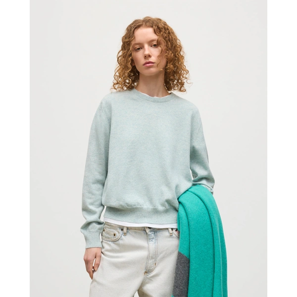 Johnstons of Elgin Lunan Light Green Classic Crew Jumper
