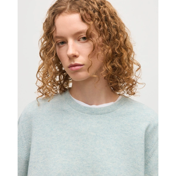 Johnstons of Elgin Lunan Light Green Classic Crew Jumper