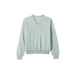 Johnstons of Elgin Lunan Light Green Classic V Neck Jumper | Sweaters | Coveti