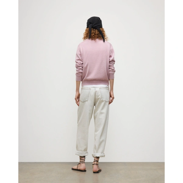 Johnstons of Elgin Lunan Light Pink Classic Crew Jumper