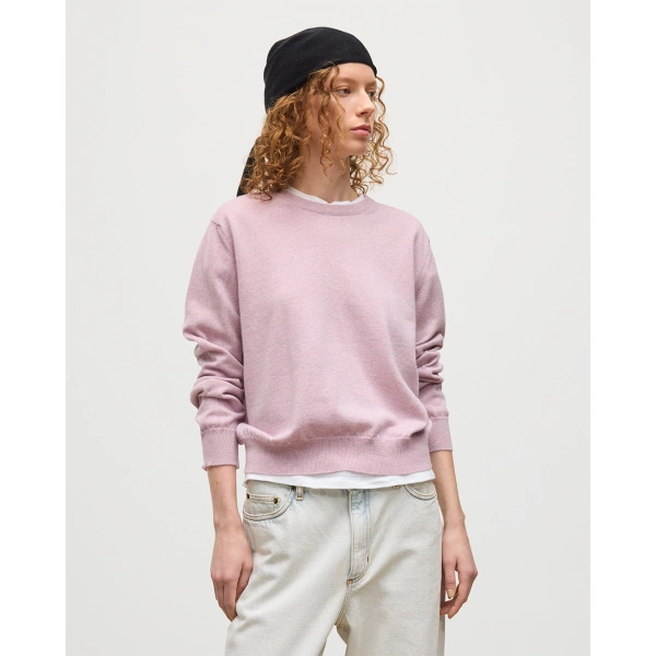 Johnstons of Elgin Lunan Light Pink Classic Crew Jumper