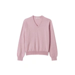Johnstons of Elgin Lunan Light Pink Classic V Neck Jumper | Sweaters | Coveti