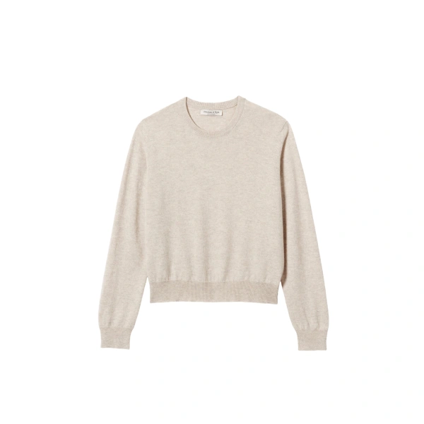 Johnstons of Elgin Lunan Natural Classic Cashmere Crew Jumper | Sweaters | Coveti
