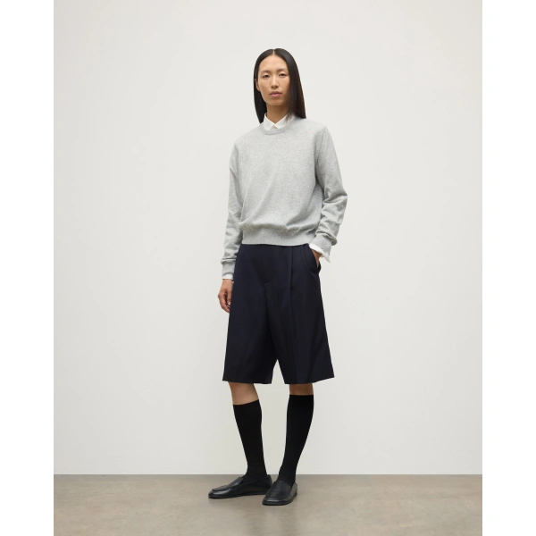Johnstons of Elgin Lunan Pale Grey Classic Cashmere Crew Jumper