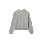 Johnstons of Elgin Lunan Pale Grey Classic Cashmere Crew Jumper | Sweaters | Coveti