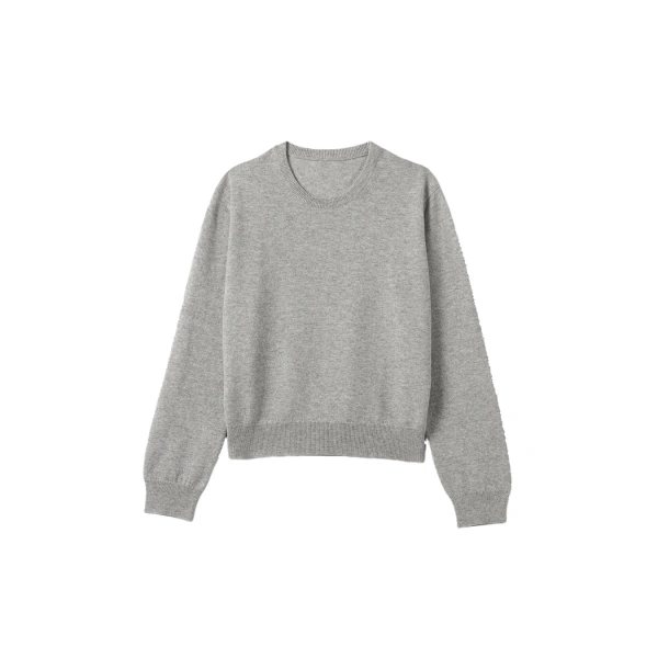 Johnstons of Elgin Lunan Pale Grey Classic Cashmere Crew Jumper | Sweaters | Coveti
