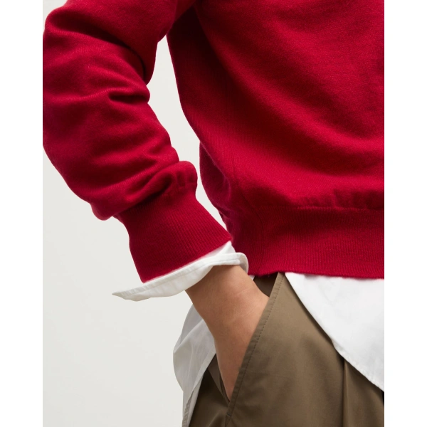 Johnstons of Elgin Lunan Red Classic Cashmere V Neck Jumper